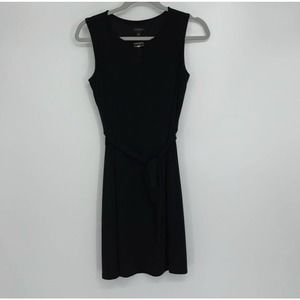 ANN TAYLOR BLACK SLEEVELESS TIE WAIST DRESSY CASUAL STRETCH DRESS SIZE 0